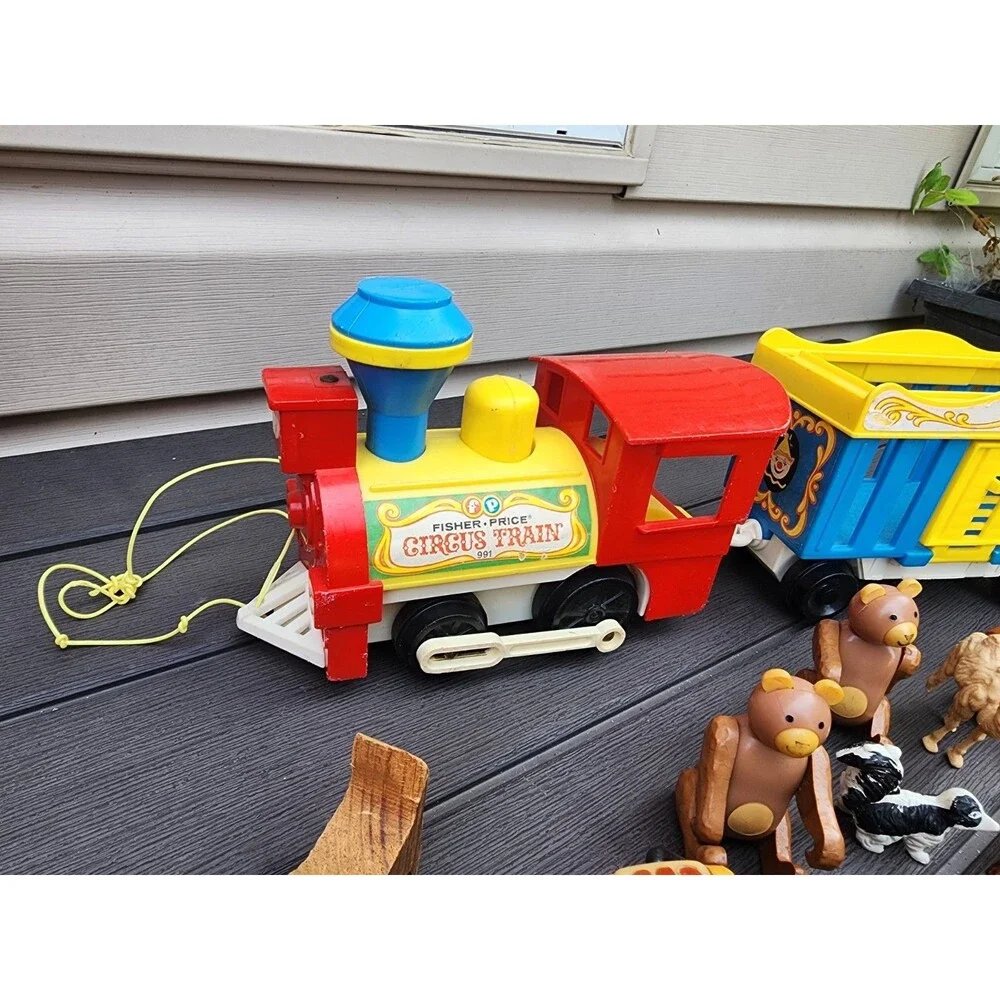 Vintage Fisher-Price Little People Circus Train #991 Toy Animal Zoo W/Animals +
